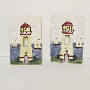 Light House Theme Single Light Switch Cover Wall Plate Apx 4.5"‎
